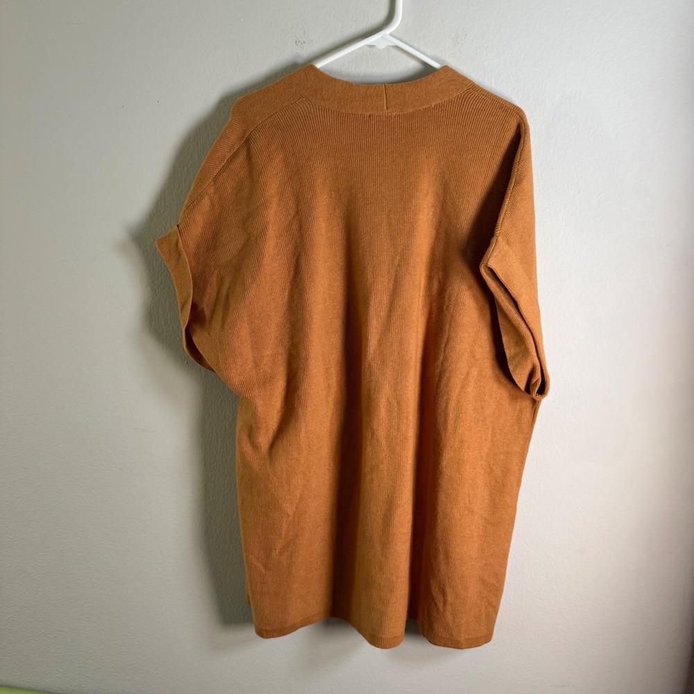 J. Jill Womens Burnt Orange Ribbed Open Front Short Sleeve Cardigan Pocket Large - Picture 7 of 7